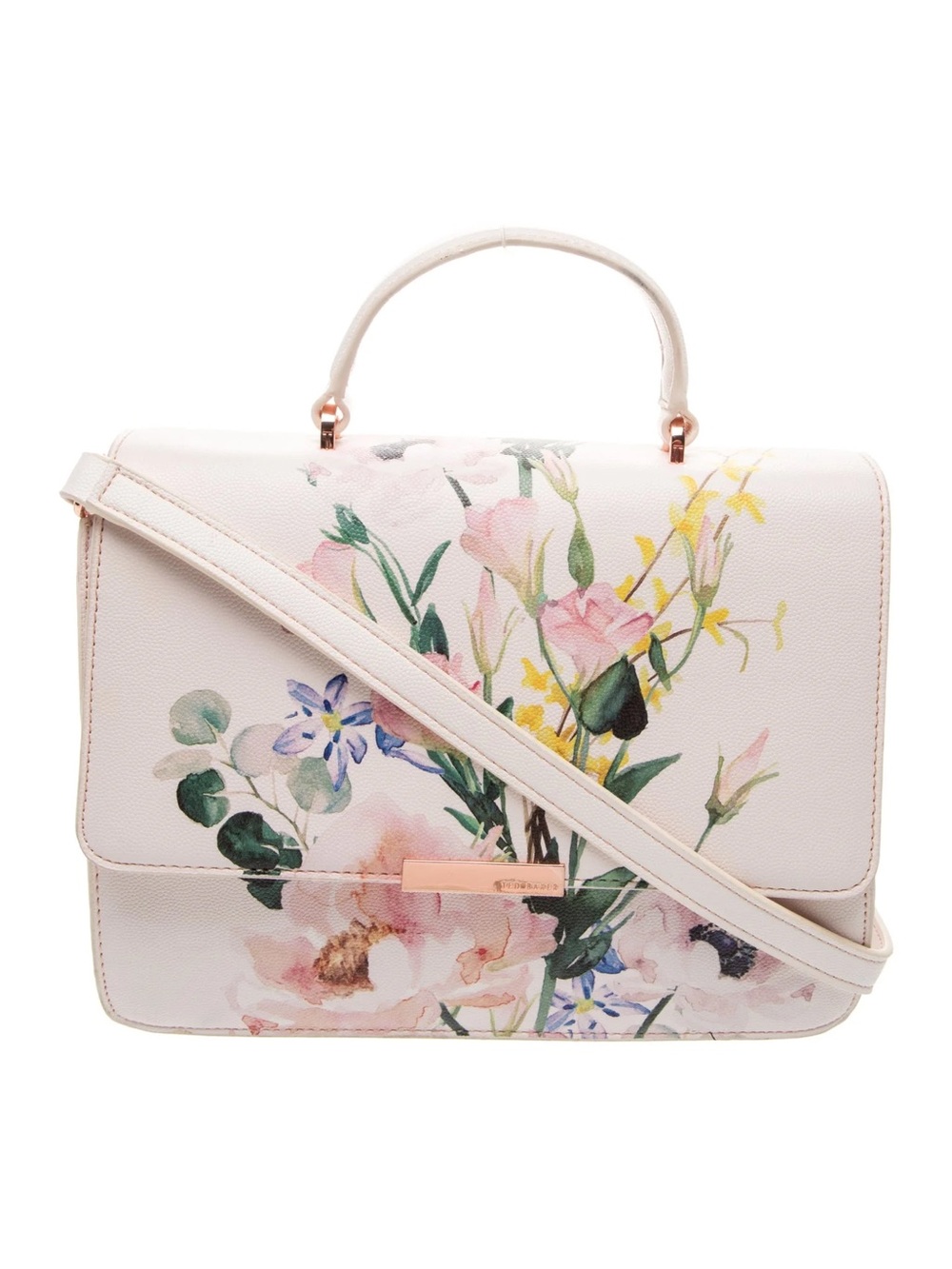 Ted Baker London Cream Floral Top-Handle Satchel